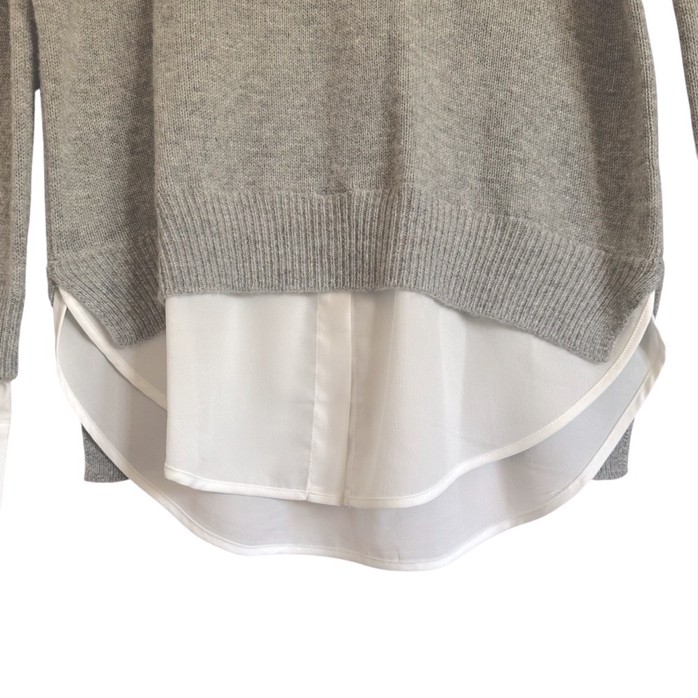 BROCHU WALKER LOOKER LAYER V-NECK CASHMERE BLEND GREY SWEATER SIZE XS - Picture 10 of 14